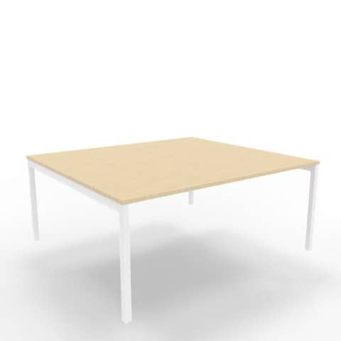 Bench piano rovere 180x160xH.75 cm gamba a ponte in acciaio bianco linea Practika P3 Quadrifoglio – ECBEC18-RK-I