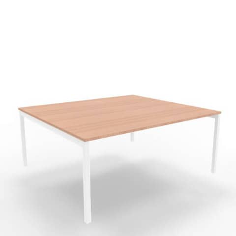 Bench piano noce canaletto 180x160xH.75 cm gamba a ponte in acciaio bianco linea Practika P3 Quadrifoglio –