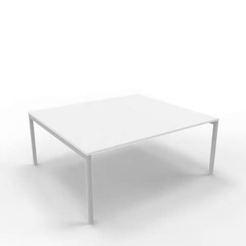 Bench piano bianco 180x160xH.75 cm gamba a ponte in acciaio argento linea Practika P3 Quadrifoglio – ECBEC18-BA-A