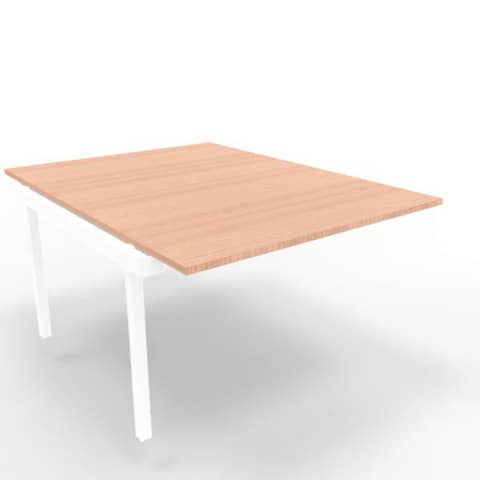 Postazione aggiuntiva bench piano noce 120x160xH.75 cm gamba a ponte in acciaio bianco Practika P3 – ECBIC12-NO-I