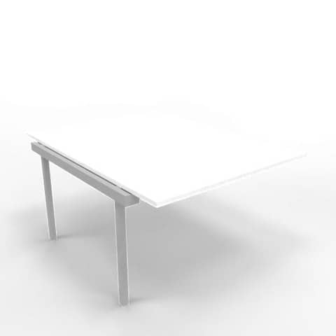Postazione aggiuntiva bench piano bianco 120x160xH.75 cm gamba a ponte in acciaio argento Practika P3 – ECBIC12-BA-A