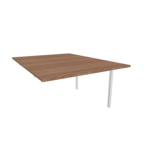 Postazione aggiuntiva bench piano noce 120x160xH.75 cm gamba a ponte in acciaio argento Practika P3 – ECBIC12-NO-A