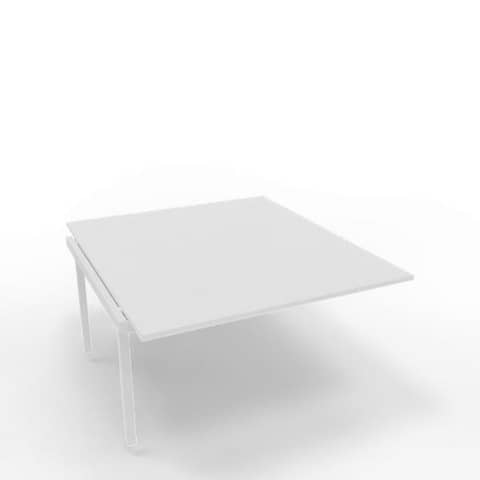 Postazione aggiuntiva bench piano bianco 140x160xH.75 cm gamba a ponte in acciaio bianco Practika P3 – ECBIC14-BA-I