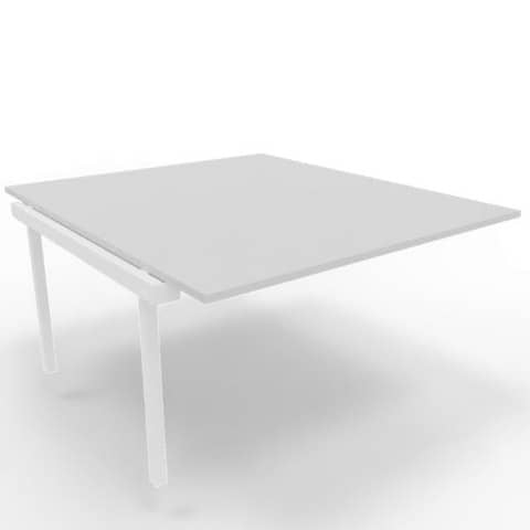 Postazione aggiuntiva bench piano grigio 140x160xH.75 cm gamba a ponte in acciaio bianco Practika P3 – ECBIC14-GR-I