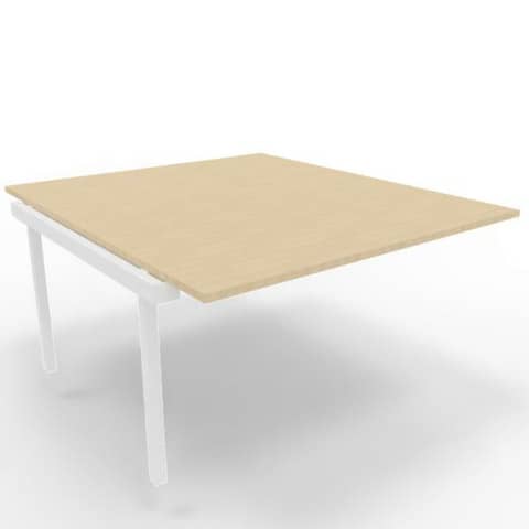 Postazione aggiuntiva bench piano rovere 140x160xH.75 cm gamba a ponte in acciaio bianco Practika P3 – ECBIC14-RK-I
