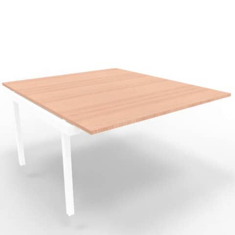 Postazione aggiuntiva bench piano noce 140x160xH.75 cm gamba a ponte in acciaio bianco Practika P3 – ECBIC14-NO-I