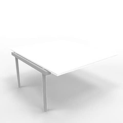Postazione aggiuntiva bench piano bianco 140x160xH.75 cm gamba a ponte in acciaio argento Practika P3 – ECBIC14-BA-A
