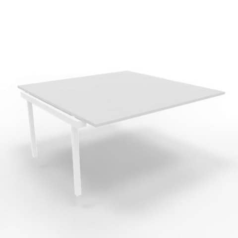 Postazione aggiuntiva bench piano grigio 160x160xH.75 cm gamba a ponte in acciaio bianco Practika P3 – ECBIC16-GR-I