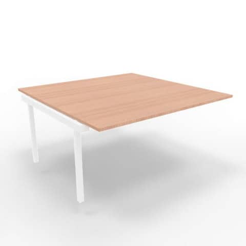 Postazione aggiuntiva bench piano noce 160x160xH.75 cm gamba a ponte in acciaio bianco Practika P3 – ECBIC16-NO-I