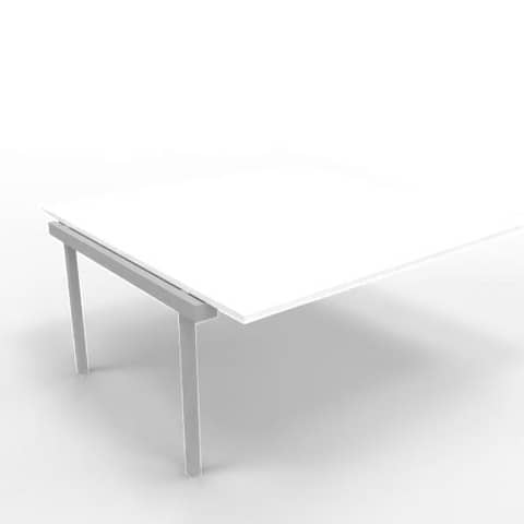 Postazione aggiuntiva bench piano bianco 160x160xH.75 cm gamba a ponte in acciaio argento Practika P3 – ECBIC16-BA-A