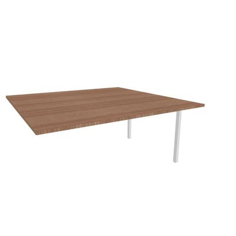 Postazione aggiuntiva bench piano noce 160x160xH.75 cm gamba a ponte in acciaio argento Practika P3 – ECBIC16-NO-A