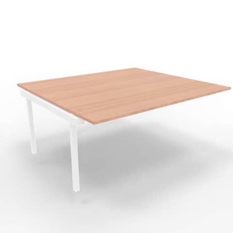 Postazione aggiuntiva bench piano noce 180x160xH.75 cm gamba a ponte in acciaio bianco Practika P3 – ECBIC18-NO-I