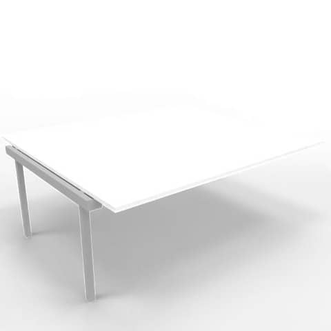 Postazione aggiuntiva bench piano bianco 180x160xH.75 cm gamba a ponte in acciaio argento Practika P3 – ECBIC18-BA-A