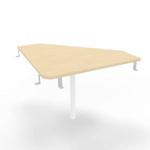 Raccordo 90° piano rovere 84x84xH.75 cm gamba in acciaio bianco per scrivanie Practika P3 Quadrifoglio ECRA9003-RK-I