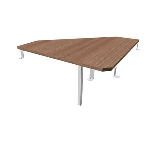 Raccordo 90° piano noce canaletto 84x84xH.75 cm gamba in acciaio argento per scrivanie Practika P3 ECRA9003-NO-A