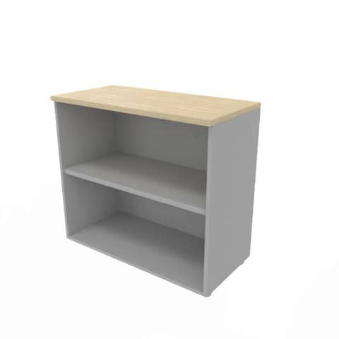 Armadio a giorno basso finitura rovere scocca argento 90x45xH.81,5 cm linea Practika Quadrifoglio – ECEB90G-RK-AA