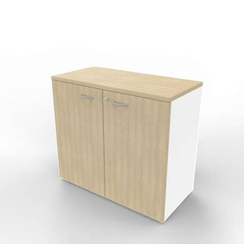 Armadio basso con ante battenti rovere scocca bianca 90x45xH.81,5 cm linea Practika Quadrifoglio – ECEB90B-RK-BA-RK