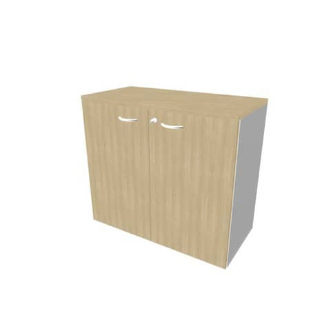 Armadio basso con ante battenti rovere scocca argento 90x45xH.81,5 cm linea Practika Quadrifoglio – ECEB90B-RK-AA-RK