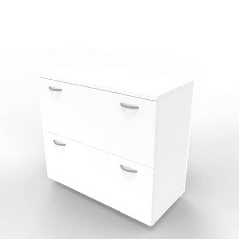 Armadio basso bianco con scocca bianca 90x45xH.81,5 cm con due classificatori estraibili Practika – ECEB90C-BA-BA-BA