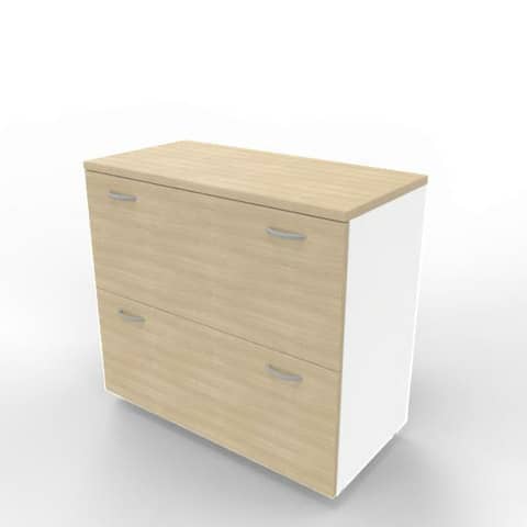 Armadio basso rovere con scocca bianca 90x45xH.81,5 cm con due classificatori estraibili Practika – ECEB90C-RK-BA-RK