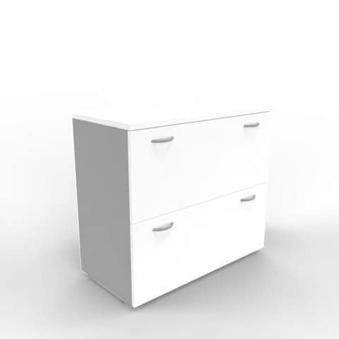 Armadio basso bianco con scocca argento 90x45xH.81,5 cm con due classificatori estraibili Practika – ECEB90C-BA-AA-BA