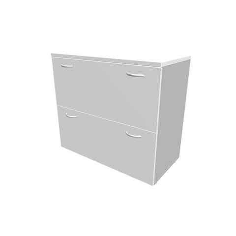 Armadio basso grigio con scocca argento 90x45xH.81,5 cm con due classificatori cm Quadrifoglio finitura grigio