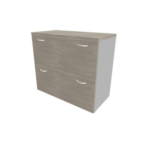 Armadio basso cemento con scocca argento 90x45xH.81,5 cm con due classificatori estraibili Practika – ECEB90C-CL-AA-CL