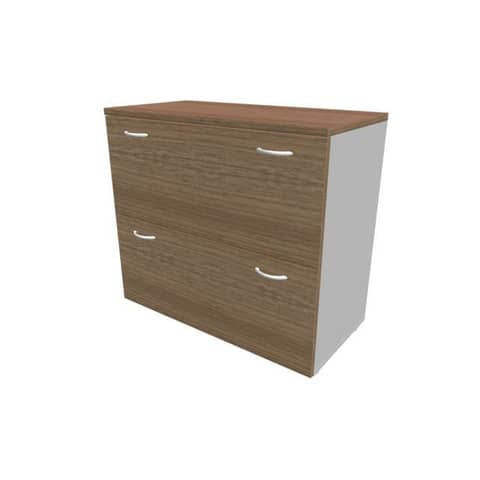 Armadio basso noce canaletto con scocca argento – 90x45xH.81,5 cm con due classificatori estraibili Practika