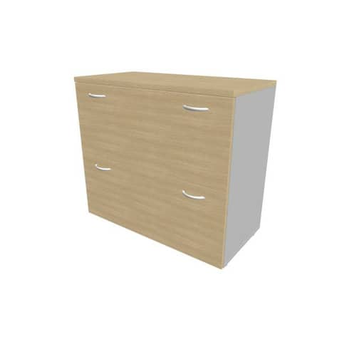 Armadio basso rovere con scocca argento 90x45xH.81,5 cm con due classificatori estraibili Practika – ECEB90C-RK-AA-RK