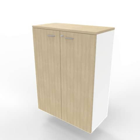 Armadio medio con ante battenti rovere scocca bianca 90x45xH.123,2 cm linea Practika Quadrifoglio – ECEM90M-RK-BA-RK