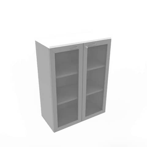Armadio medio ante vetro telaio MDF, top bianco scocca trama antracite 90x45xH.123,2 cm – ECEM90T-BA-TA-V3