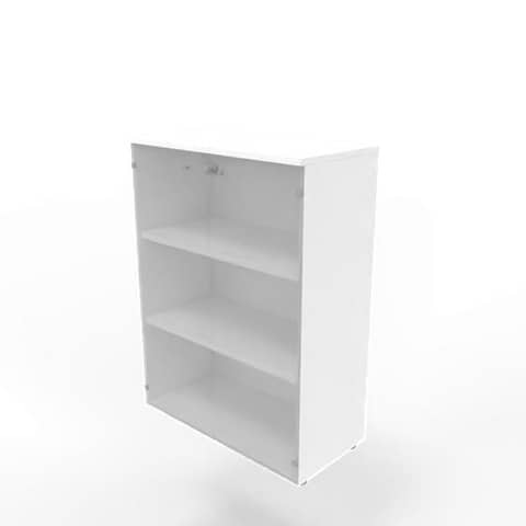 Armadio medio con ante vetro fumè, top bianco scocca bianca 90x45xH.123,2 cm Practika Quadrifoglio – ECEM90V-BA-BA-GE