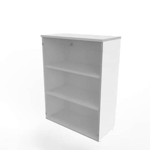 Armadio medio con ante vetro fumè, top grigio scocca bianca 90x45xH.123,2 cm Practika Quadrifoglio – ECEM90V-GR-BA-GE