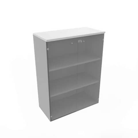 Armadio medio con ante vetro fumè, top grigio scocca trama antracite 90x45xH.123,2 cm – ECEM90V-GR-TA-GE