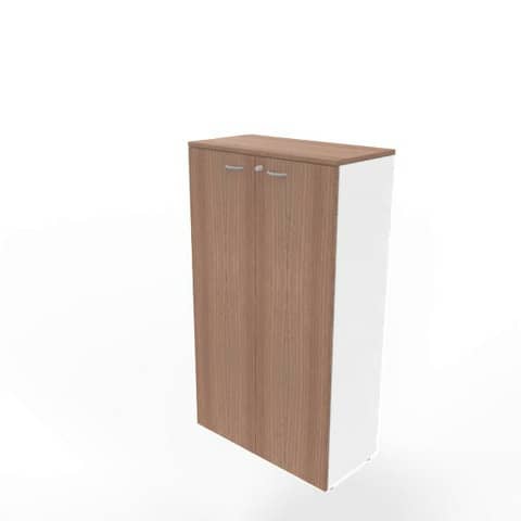 Armadio medio con ante noce canaletto scocca bianca 90x45xH.160 cm linea Practika Quadrifoglio – ECEL90L-NO-BA-NO