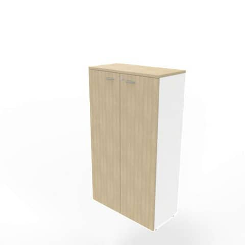 Armadio medio con ante battenti rovere scocca bianca 90x45xH.160 cm linea Practika Quadrifoglio – ECEL90L-RK-BA-RK