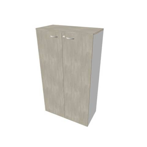 Armadio medio con ante battenti cemento scocca argento 90x45xH.160 cm linea Practika Quadrifoglio – ECEL90L-CL-AA-CL