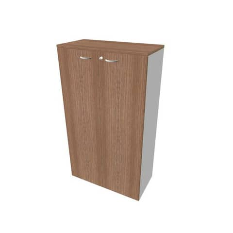 Armadio medio con ante noce canaletto scocca argento 90x45xH.160 cm linea Practika Quadrifoglio – ECEL90L-NO-AA-NO