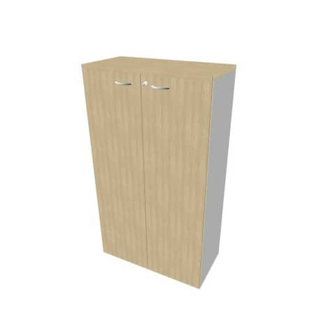 Armadio medio con ante battenti rovere scocca argento 90x45xH.160 cm linea Practika Quadrifoglio – ECEL90L-RK-AA-RK