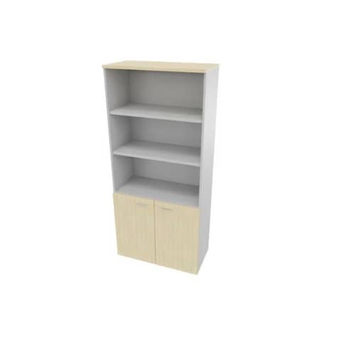 Armadio alto con ante basse rovere scocca argento 90x45xH.200 cm linea Practika Quadrifoglio – ECEB90S-RK-AA-RK