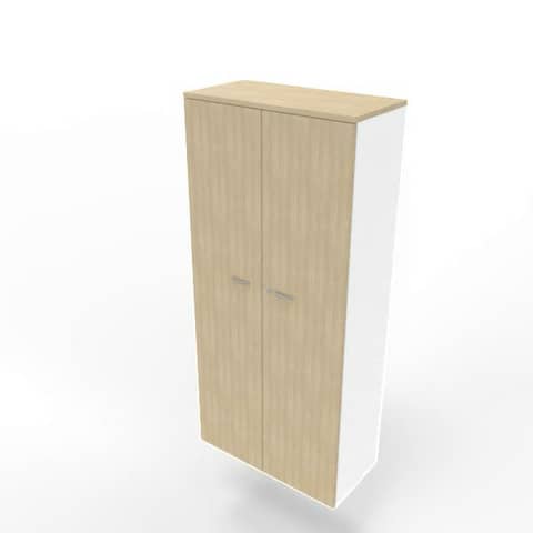 Armadio alto con ante battenti rovere scocca bianca 90x45xH.200 cm linea Practika Quadrifoglio – ECES90S-RK-BA-RK