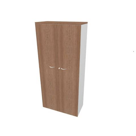 Armadio alto con ante battenti noce scocca argento 90x45xH.200 cm linea Practika Quadrifoglio – ECES90S-NO-AA-NO