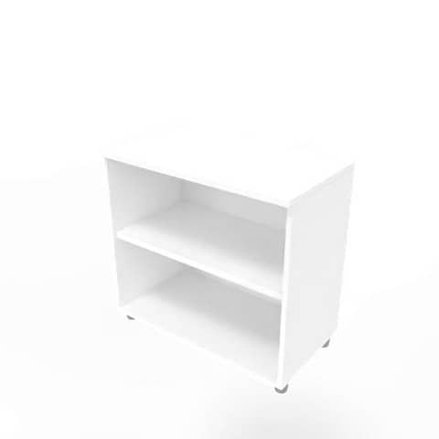 Armadio a giorno basso altezza scrivania bianco scocca bianca 80x45xH.73 cm Practika Quadrifoglio – ECEB80G-BA-BA
