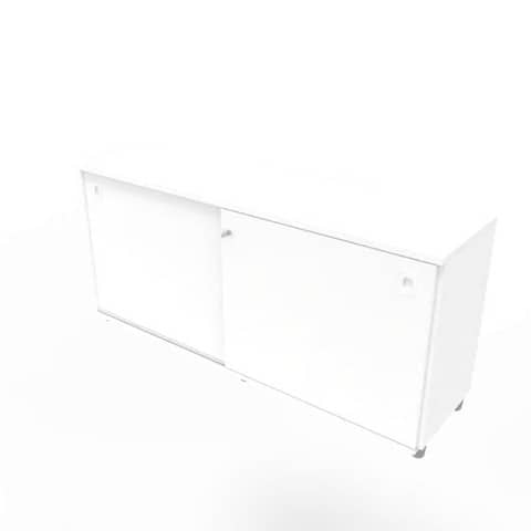 Armadio basso altezza scrivania ante scorrevoli bianche doppia larghezza 160x45xH.73 cm – ECEB16S-BA-BA