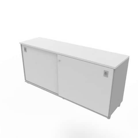 Armadio basso altezza scrivania ante scorrevoli grigie doppia larghezza 160x45xH.73 cm – ECEB16S-GR-GR