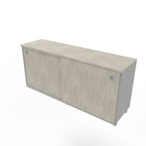 Armadio basso altezza scrivania ante scorrevoli cemento doppia larghezza 160x45xH.73 cm – ECEB16S-CL-CL