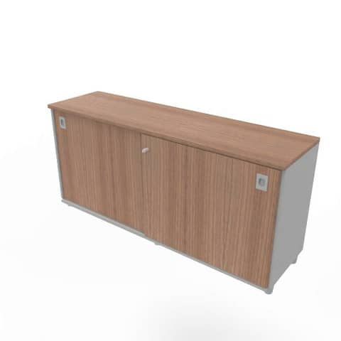 Armadio basso altezza scrivania ante scorrevoli noce canaletto doppia larghezza 160x45xH.73 cm – ECEB16S-NO-NO