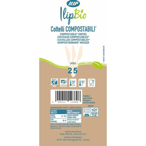 Coltelli in PLA BIO 3,5 g – 160 mm IlipBio bianchi- conf. 25 pezzi – 81000