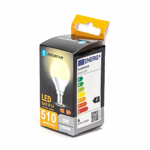 Lampadina LED G45 E14 6W – 510 lumen Aigostar luce calda B10105MQT
