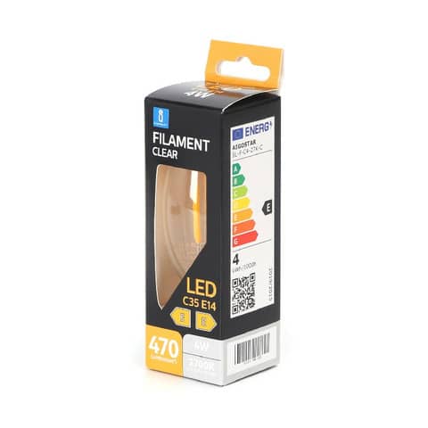 Lampadina a filamento LED luce calda 4W C35 – E14 – 470 lumen Aigostar ø35xH.97 mm – B10106AM3
